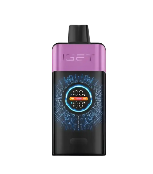 Iget pro one cherry monster vape pen in purple and black with glowing digital display for vaping use